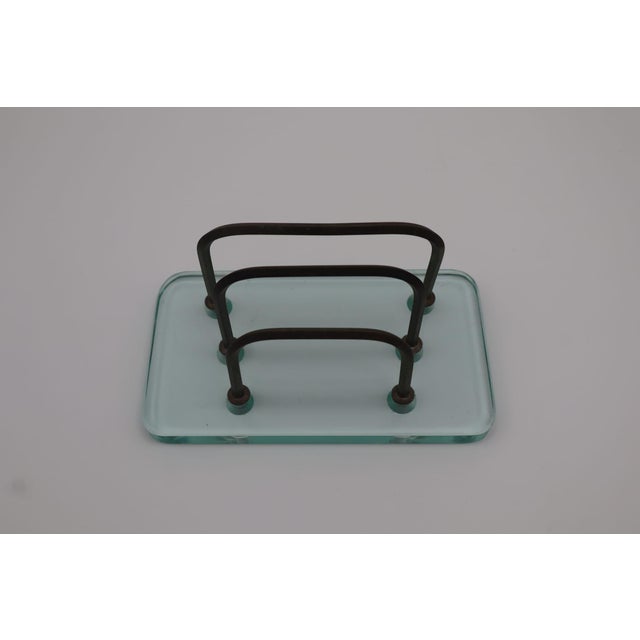 Fontana Arte Mid-Century Modern Glass and Burnished Metal Letter Rack from Fontana Arte, 1950s For Sale - Image 4 of 5