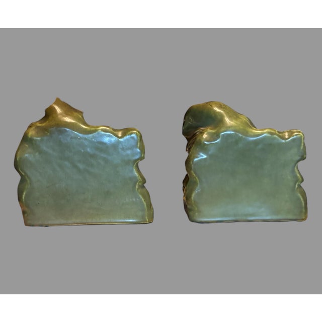 Rookwood Pottery Pair of 1920 Rookwood Art Pottery Figural Raven Rook Bird Bookends 2275 For Sale - Image 4 of 10