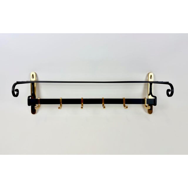 Mid-Century Modern Cast Iron and Brass Coat and Hat Rack, 1960s For Sale - Image 10 of 12