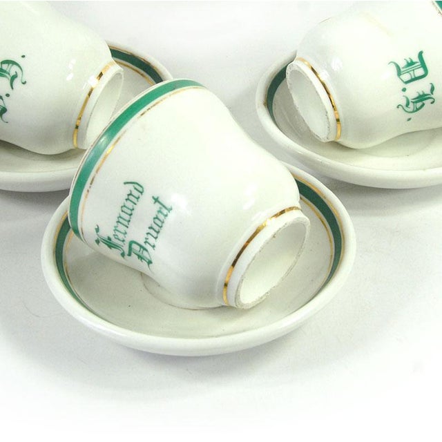 Gold Large Belgian Porcelain Cups and Saucers, 1890s, Set of 6 For Sale - Image 8 of 10