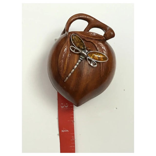 Ooak, Rare, Carved Trinket Box/Sterling, Amber For Sale - Image 9 of 9