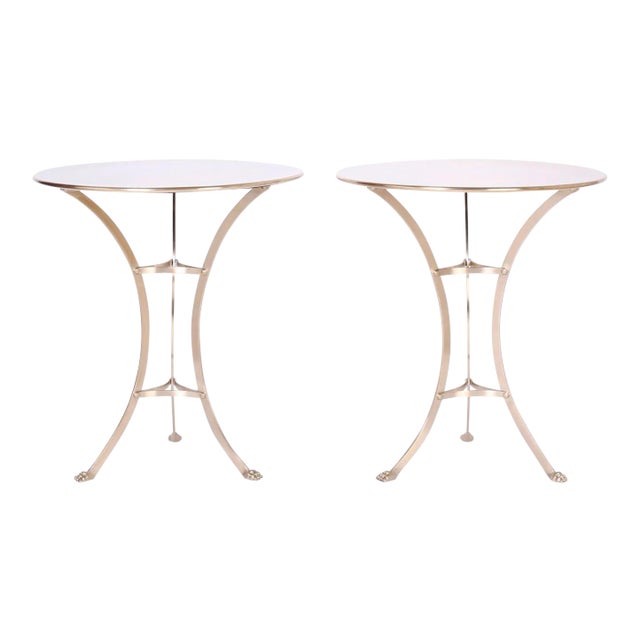 Midcentury Round Brass Tables - A Pair For Sale