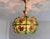 1970s Mid-Century Modern Style Teal Turquoise Hand-Painted Glass and Gold Floral Chandelier⁠ For Sale - Image 4 of 17