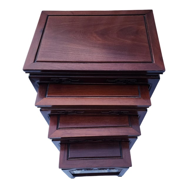 Vintage Rosewood Asian Chinese Nesting Tables - Set of 4 | Chairish