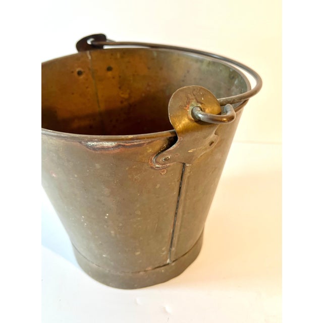 Rustic A Small Patinated Brass Pail with Handle For Sale - Image 3 of 5