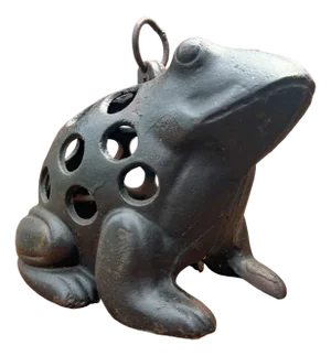Vintage Cast Iron Frog Lantern Incense Candleholder, 1970s