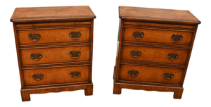 Georgian Revival Bedside Cabinets in Walnut, Set of 2