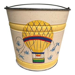 Hand Painted Bucket Featuring Hot Air Balloons For Sale