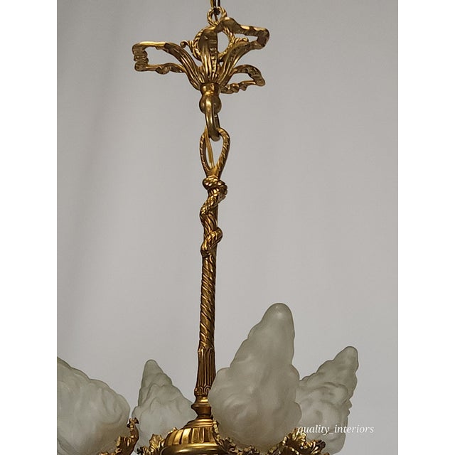 Antique Darling 4 Arm 4 Light Glowing Ribbons and Bows Flame Torch Chandelier For Sale In South Bend - Image 6 of 17