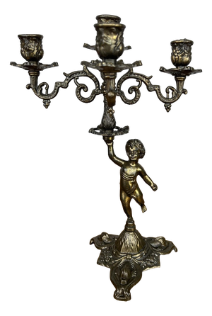 Vintage French Cherub Ornate Candleholder