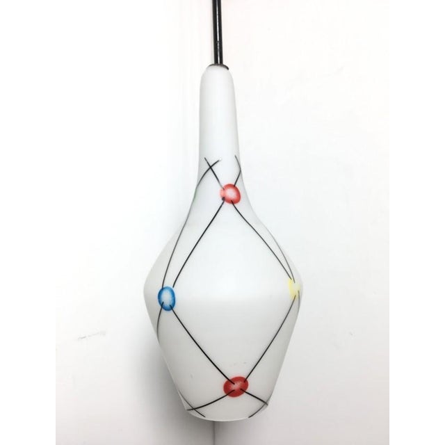 Vintage Opaline Glass Pendant Lamp, Italy, 1960s For Sale - Image 7 of 7