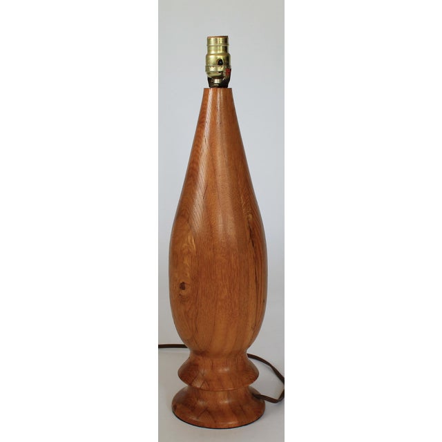 Mid-Century Modern Vintage Hand Turned Wood Table Lamp For Sale - Image 3 of 12