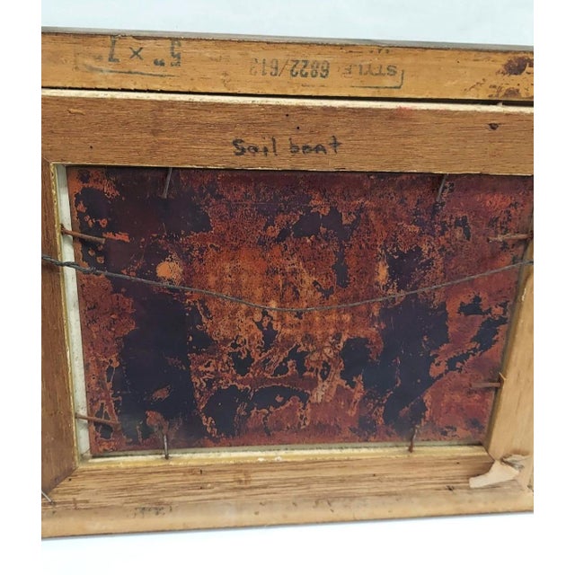 Metal Late 20th Century Fleming Child With Sailboat Painting Enamel on Copper Framed Horizontal For Sale - Image 7 of 8