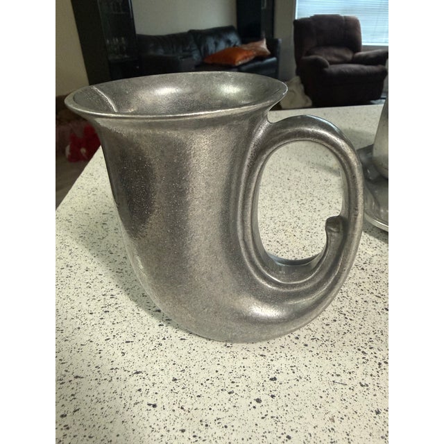 1970s 1970s Wilton 4 12 Oz. Pewter French Horn Noggin Beer Stein Mugs With Tray - 5 pcs For Sale - Image 5 of 12