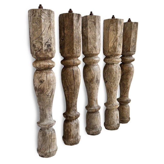 Vintage Rustic Old Wood Banister Leg For Sale - Image 4 of 8