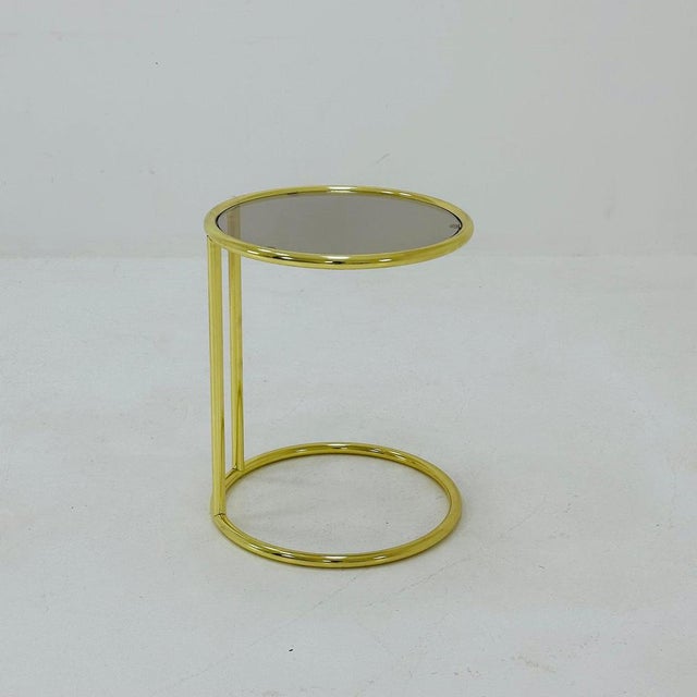 Bauhaus Round Golden Chrome and Glass Side Table, 1980s For Sale - Image 11 of 11