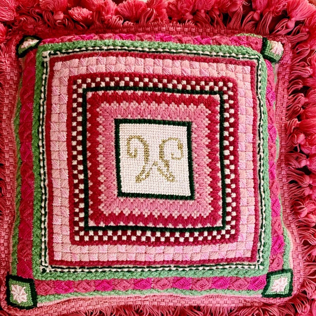 Vintage Ca 1960s Monogram M Or W Needlepoint Pillow Chairish