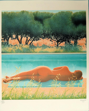Daniel Sciora, Nu autour de la piscine, Lithograph