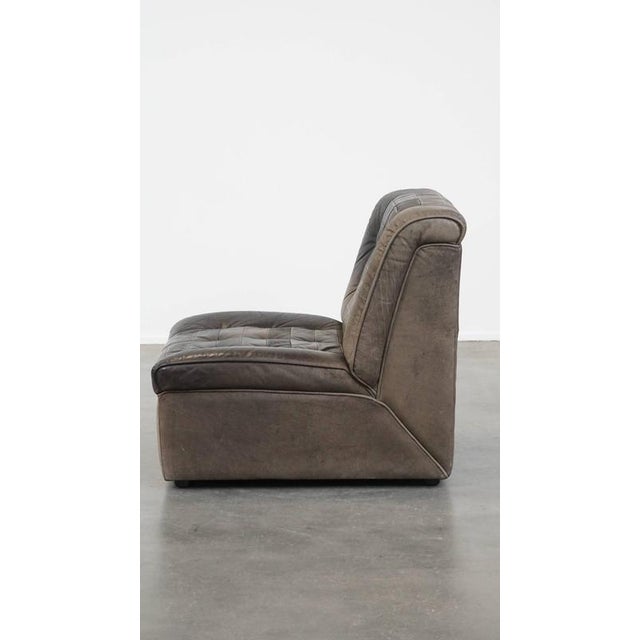 Vintage Gray Leather Armchair, 1970s For Sale - Image 5 of 12