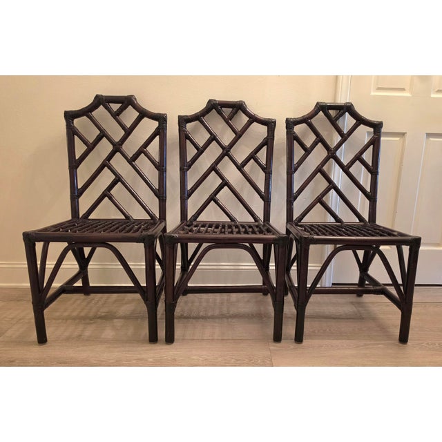 Vintage Chinese Chippendale Organic Bamboo Dining Chairs -Set of 6 For Sale - Image 11 of 18