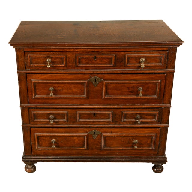 Jacobean Antique English Country 17th Century Jacobean Charles II Oak Chest Drawers 1680 For Sale - Image 3 of 16