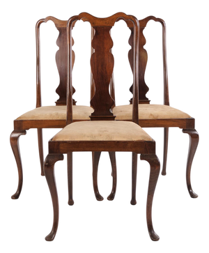 Louis XV Style Dining Chairs in Mahogany with Floral Upholstery, Set of 3