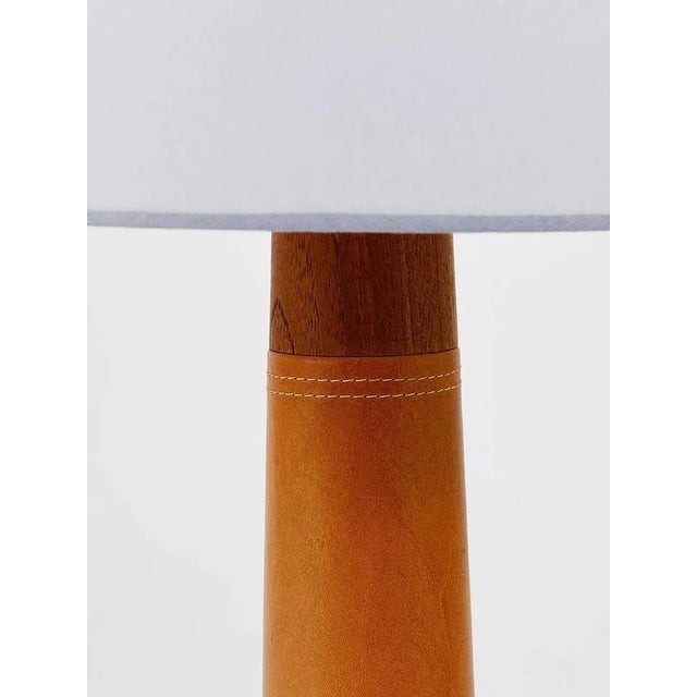 Mid-Century Danish Teak Leather Table Lamp, Denmark, 1950s For Sale - Image 4 of 11