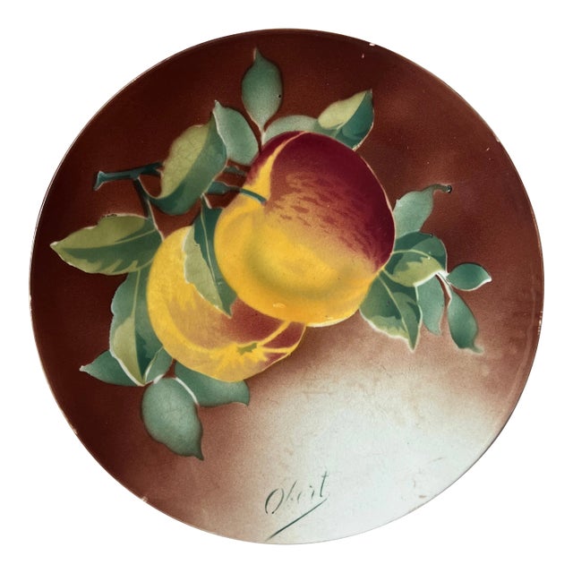 1900s Decorative French Apple Hanging Luneville Plate For Sale