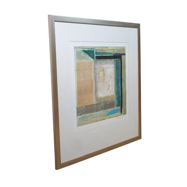Late 20th century original modern mixed media wall art by Starlie Sokol Hohne. An abstract combination of printmaking,...