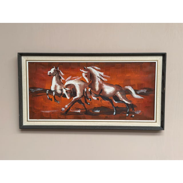 Scandinavian Artist, Trio Horses, 1960s, Oil on Canvas, Framed For Sale - Image 15 of 15