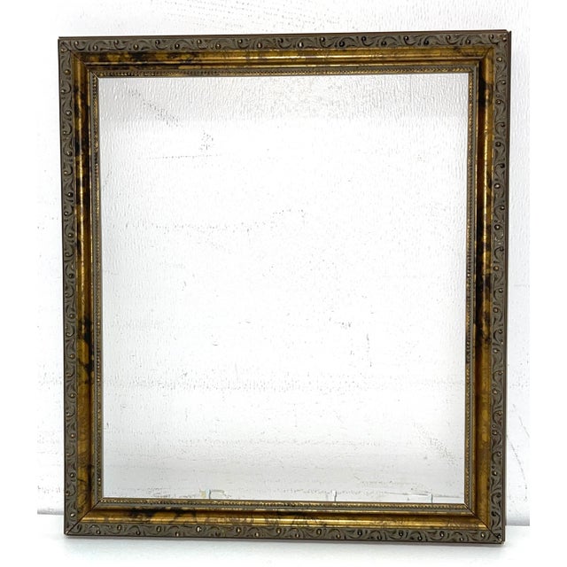 Bronze Bronze Art Deco Carved Wood Picture Frame For Sale - Image 8 of 8