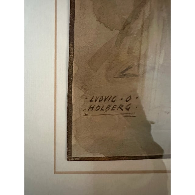 Ludwig O.Holberg Art Deco Lady Watercolor For Sale - Image 9 of 10