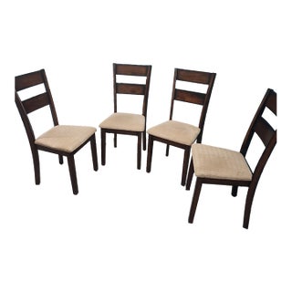 Late 20th Century Set of 4 Wooden Dining Chair With Upholstered Seat For Sale
