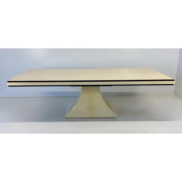 Italian Art Deco Table in Parchment Leather with Black Profiles, 1940s For Sale - Image 3 of 12