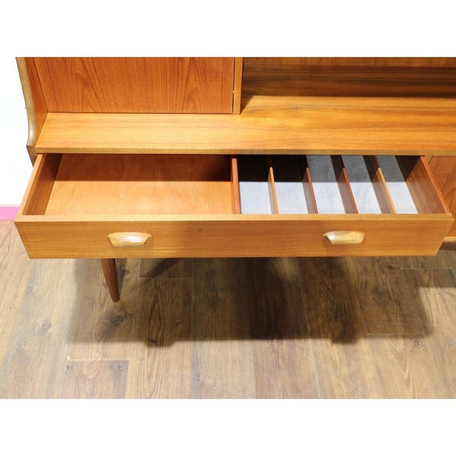 1960s 1960s Mid Century Modern Vintage Teak Tall Credenza Buffet Sideboard in the Style of G Plan Danish Style For Sale - Image 5 of 13