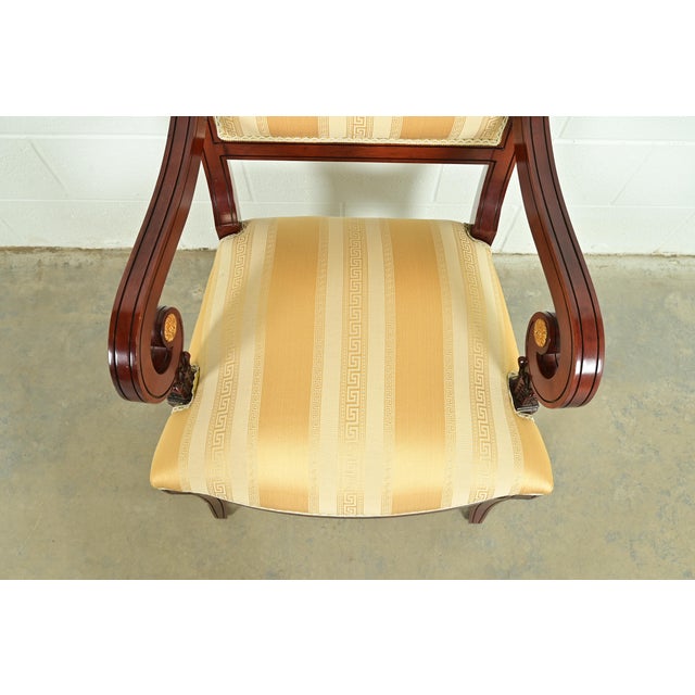Wood Baker Furniture Style Regency Carved Mahogany Armchairs, Pair For Sale - Image 7 of 13