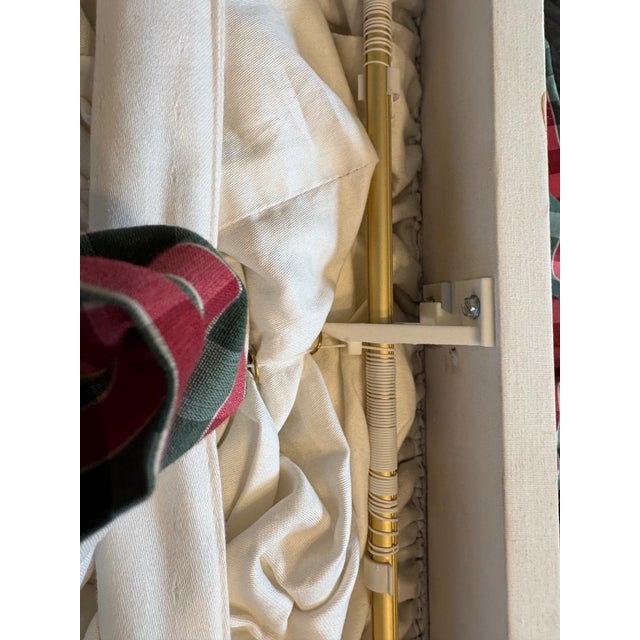 English Custom Plaid Silk-Style Taffeta Balloon Shade With Original Lift Hardware, 60” For Sale - Image 3 of 17