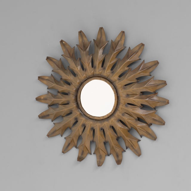 Vintage Sunburst Mirror in Steel, 1950s For Sale - Image 6 of 6