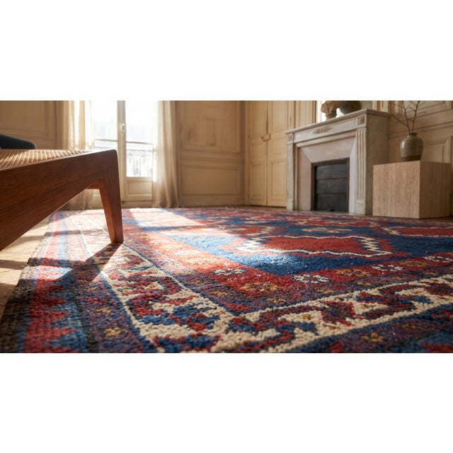 Textile 1930s Royal Blue Rustic Antique Persian Gabbeh Rug 4'6" X 9'6" Handknotted Wool Carpet For Sale - Image 7 of 9
