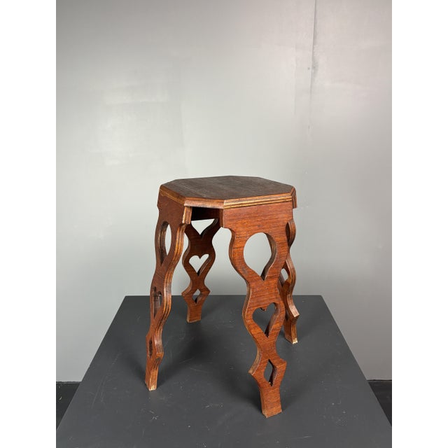 Mid-Century Modern French Artisanal Octagonal Hand Crafted Stool, 1950s For Sale - Image 12 of 12