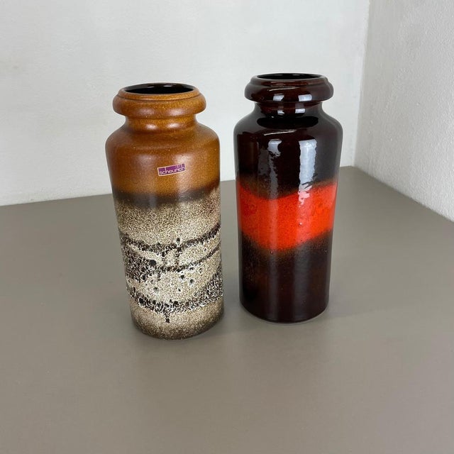 Fat Lava Pottery Vases from Scheurich, Germany, 1970s, Set of 2 For Sale - Image 4 of 18