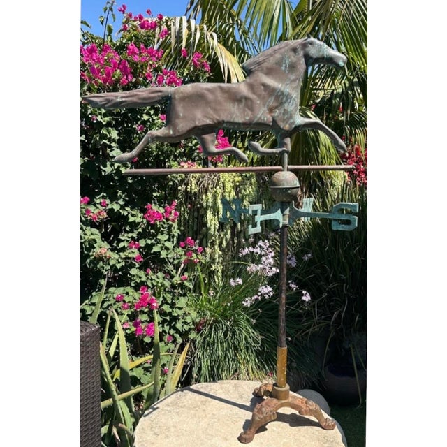 Metal Exceptional 19th Century American Copper Running Horse Weathervane Original Stand For Sale - Image 7 of 18