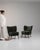 Mid-Century Modern 1940s Mid-Century Modern Black Wood Pair of Club Chairs For Sale - Image 3 of 12
