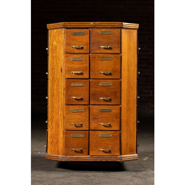 Early 20th Century Oak 40-Drawer Revolving Parts Cabinet For Sale In Chicago - Image 6 of 16