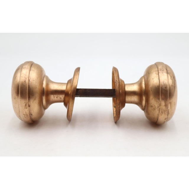 Traditional Vintage Classic Passage Brushed Brass Door Knob Set For Sale - Image 3 of 5