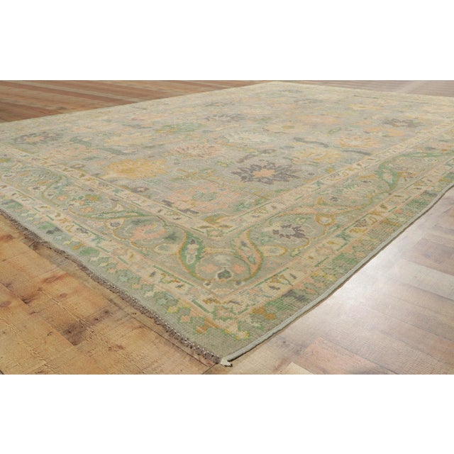 Textile Vintage Colorful Gray Modern Oushak Rug - 08'09 X 12'08 For Sale - Image 7 of 9