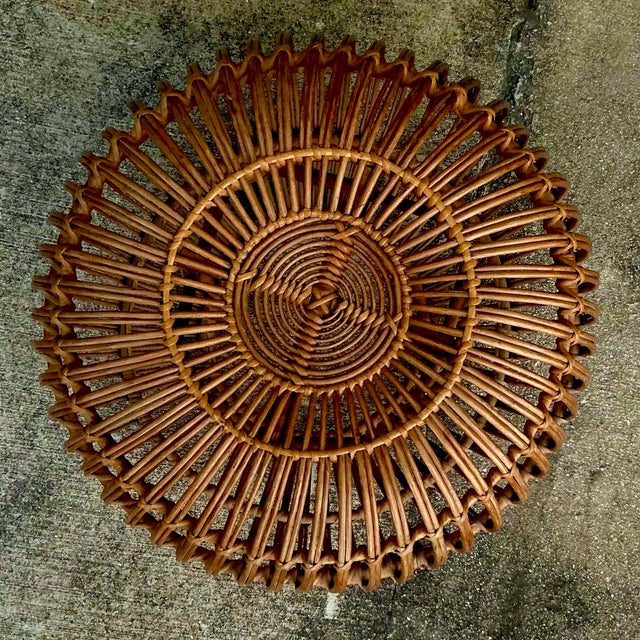 Wood Vintage Boho Bent Rattan Low Table After Albini For Sale - Image 7 of 12