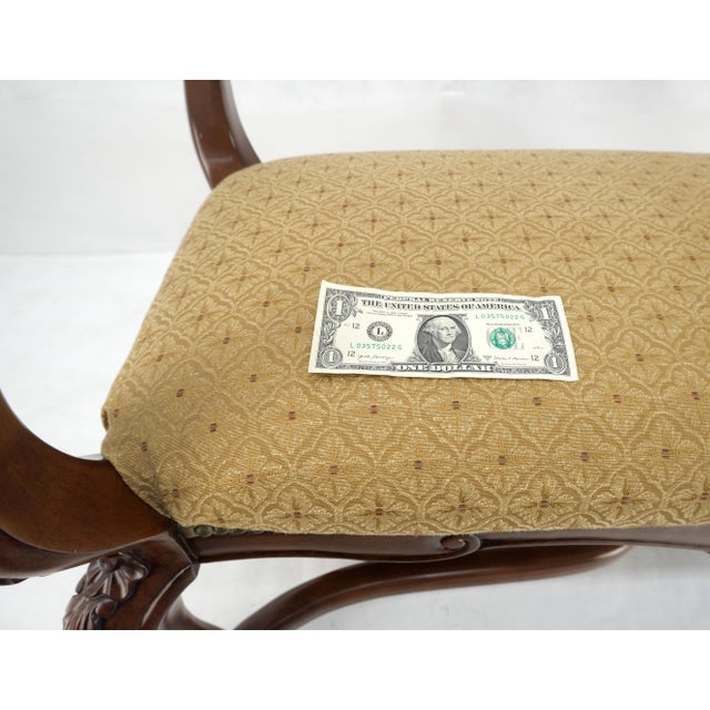 Carved Cherry Queen Ann Style Decorative Window Bench With Arms For Sale - Image 6 of 9