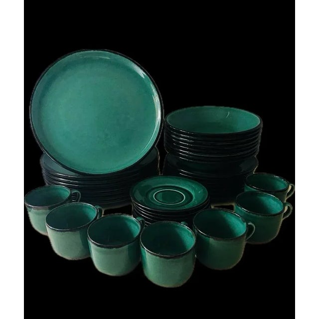 36 French Varages Jade Green Dishes Set For Sale - Image 9 of 11