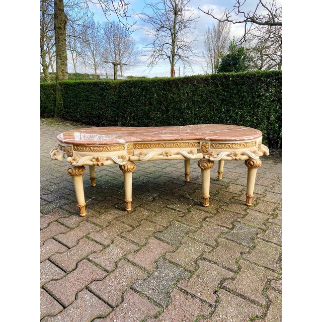 Mid-20c French Louis XVI Cream Gilt Marble Coffee Table For Sale - Image 17 of 17